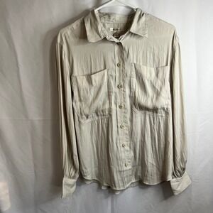 Banana Republic Women's Beige Long Sleeve Button Down Shirt - Size M